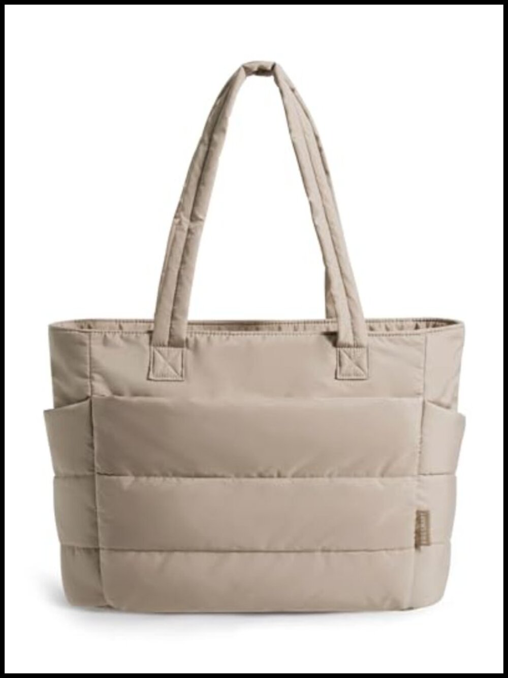 Puffy Tote Bag Lightweight Taslan Polyester Zip Shoulder Work Laptop Travel